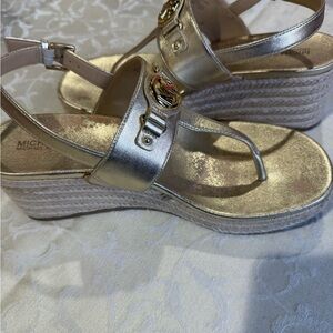 Michael Kors Metallic Gold Wedge Sandals